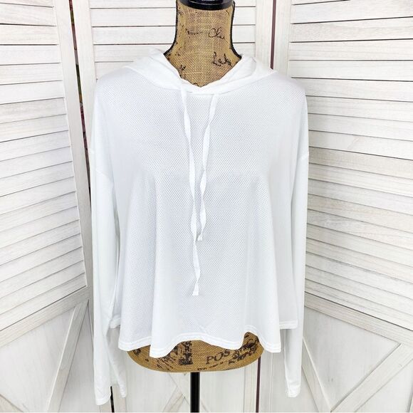Fabletics Kaia Cropped Hoodie White XL Light Weight Perforated - Picture 2 of 14